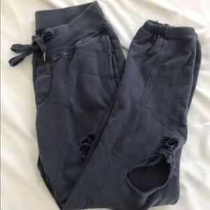 NSF Destroyed Sweatpants Navy Small